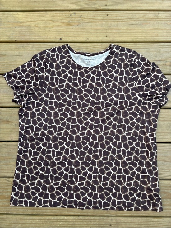 Tops - Croft & Barrow Women’s 1X Brown Giraffe Print Short Sleeve T-Shirt Top